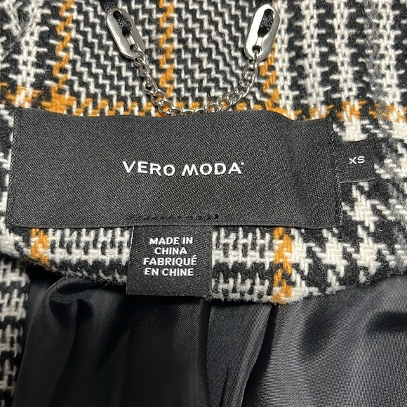 Vero Moda Cindy Notch Lapel Plaid 3/4 Length Wool Jacket - Picture 11 of 13